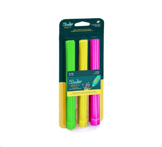 Obrázek 3Doodler náplň ECO-PCL pro 3D pero Start+ 75ks - Neon (zelená, žlutá, růžová)