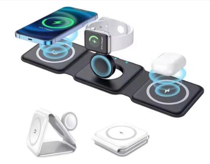 Obrázek 1stCOOL bezdrátová přenosná QI nabíječka 3v1, MagSafe, USB-C, černá