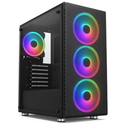 Obrázek 1stCOOL skříň RAINBOW 4, Mid Tower, AU, USB 3.0, 4x 120mm RGB Fan, černá