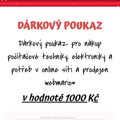 Dárkový poukaz webmario 1000 CZK