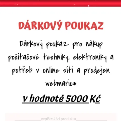 Dárkový poukaz webmario 5000 CZK