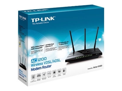 Obrázek TP-LINK Archer VR400 AC1200 WiFi VDSL/ADSL Modem Gigabit Router 3x LAN 1x LAN/WAN 1x USB 1x RJ11 (P)