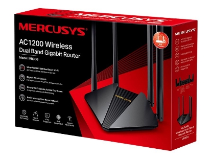 Obrázek TP-LINK MERCUSYS MR30G AC1200 DualBand WiFi router 4x Fixed External Antennas 2x GE LAN 1xGE WAN MU-MIMO