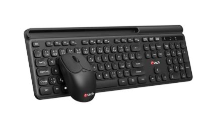 Obrázek C-TECH klávesnice s myší WLKMC-05B, Bezdrátový set 2.4GHz, CZ, Černá