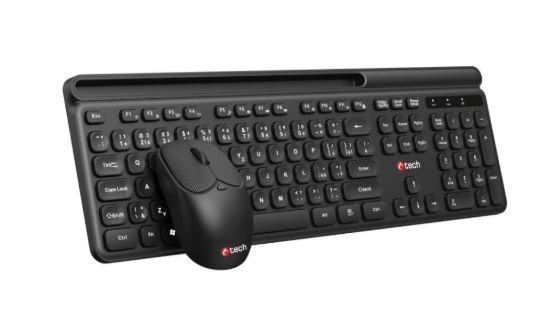 Obrázek C-TECH klávesnice s myší WLKMC-05B, Bezdrátový set 2.4GHz, CZ, Černá