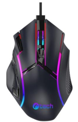Obrázek C- TECH Herní myš Akali, 12800 DPI, RGB podsvícení, USB, Černá