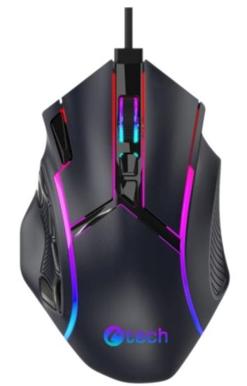 Obrázek C-TECH Herní myš Akali, 12800 DPI, RGB podsvícení, USB, Černá