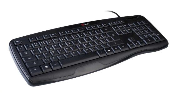Obrázek C-TECH Klávesnice KB-107 USB, ERGO,  černá, CZ/SK