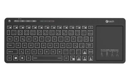 Obrázek C-TECH Klávesnice WLTK-03, Bezdrátová, Touchpad, černá