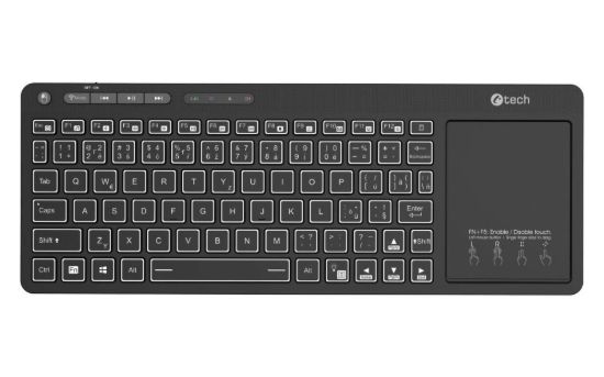 Obrázek C-TECH Klávesnice WLTK-03, Bezdrátová, Touchpad, černá