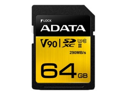 Obrázek ADATA ASDX64GUII3CL10-C 64GB Premier ONE SDXC UHS-II U3 Class 10 R/W up to 290/260 MB/s