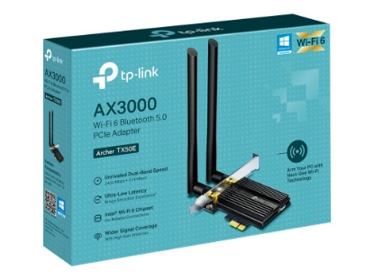 Obrázek TP-LINK Archer TX50E AX3000 Wi-Fi 6 PCI Express Adapter Bluetooth 5.0 MU-MIMO 2x High Gain ext. antennas OFDMA