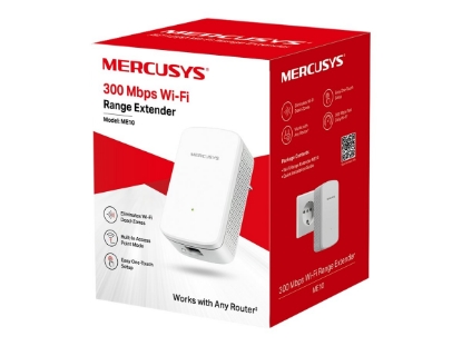 Obrázek TP-LINK MERCUSYS ME10 N300 Wi-Fi Range Extender 2.4 GHz 2x Int. Antennas 1x 10/100 RJ45 Wall Plugged Range Extender/Access Point