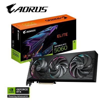 Obrázek GIGABYTE VGA NVIDIA GeForce RTX 5060 AORUS ELITE 8G, 8G GDDR7, 3xDP, 1xHDMI