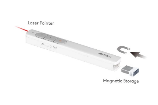 Obrázek A4tech 2.4G bezdrátový laserový prezentér a ukazovátko, bílá