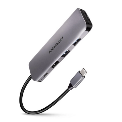 Obrázek AXAGON HMC-5, USB 3.2 Gen 1 hub, porty 2x USB-A, HDMI, SD/microSD slot, PD 100W