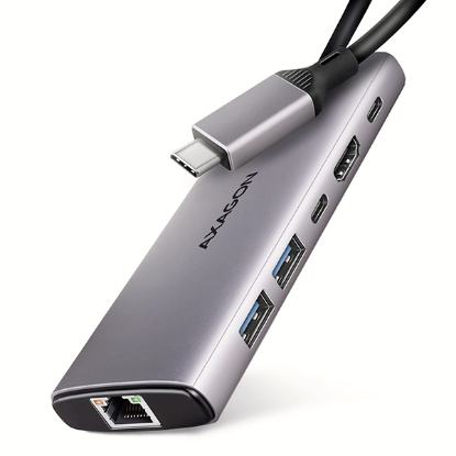 Obrázek AXAGON HMC-6G2L, USB 10Gb/s hub, 2x USB-A, 1x USB-C, HDMI 4k/60, RJ-45, PD 100W