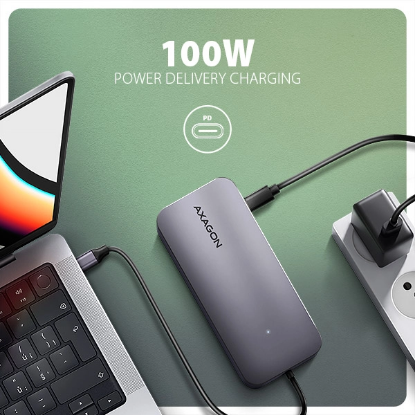 Obrázek AXAGON HMC-6GM2, USB 10Gbps hub, USB-A, USB-C, HDMI, M.2 slot, SD/MicroSD, PD 100W