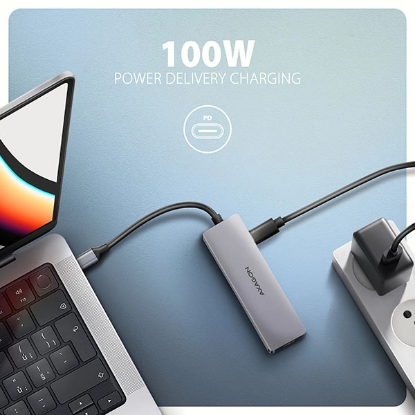 Obrázek AXAGON HMC-8HLSA, USB 5Gbps hub, 3x USB-A, HDMI 4k/60Hz, RJ-45 GLAN, SD/microSD