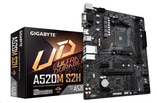 Obrázek BAZAR-GIGABYTE MB Sc AM4 A520M S2H, AMD A520, 2xDDR4, 1xHDMI, 1xDVI, VGA, mATX-po opravě (bez přísl.)