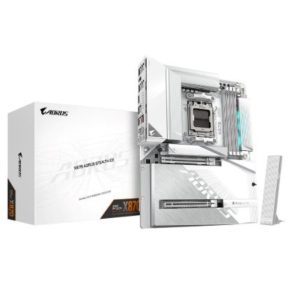 Obrázek GIGABYTE MB Sc AM5 X870 AORUS STEALTH ICE, AMD X870, 4xDDR5, 1xHDMI, 2xUSB4, WiFi
