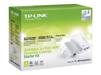 Obrázek TP-LINK AV600 Powerline Wi-FI Kit Qualcomm 300Mbps at 2.4GHz 802.11b/g/n 600Mbps Powerline HomePlug AV 2 Fast Ports Plug and Play
