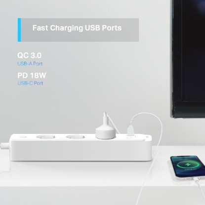 Obrázek TP-LINK Smart Wi-Fi Power Strip 3-Outlets Homekit German type plug