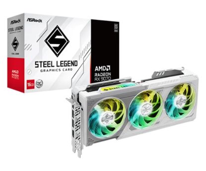 Obrázek ASRock VGA AMD Radeon RX 9070 Steel Legend 16GB OC, RX 9070, 16GB GDDR6, 3xDP, 1xHDMI