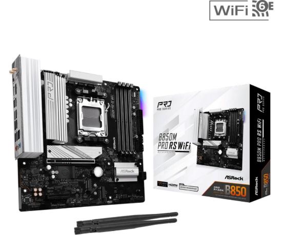 Obrázek ASRock MB Sc AM5 B850M PRO RS WIFI, AMD B850, 4xDDR5, 1xDP, 1xHDMI, WiFi, mATX
