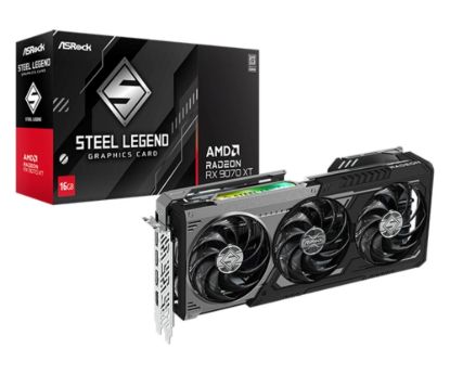Obrázek ASRock VGA AMD Radeon RX 9070 XT Steel Legend Dark 16GB, RX 9070 XT, 16GB GDDR6, 3xDP, 1xHDMI
