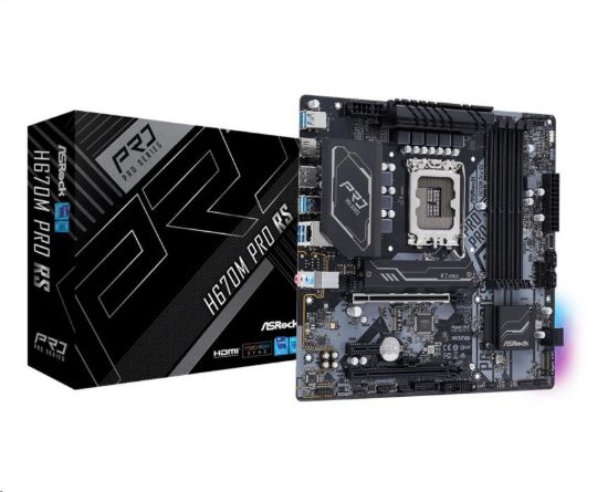 Obrázek ASRock MB Sc LGA1700 H670M PRO RS, Intel H670, 4xDDR4, 1xDP, 1xHDMI, mATX