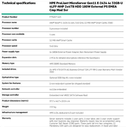 HPE PL MicroServer Gen11 E-2434