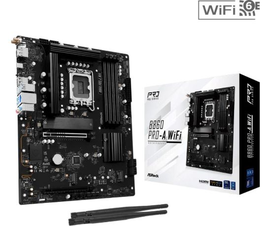 Obrázek ASRock MB Sc LGA1851 B860 Pro-A WiFi, Intel B860, 4xDDR5, 1xDP, 1xHDMI, WiFi, ATX