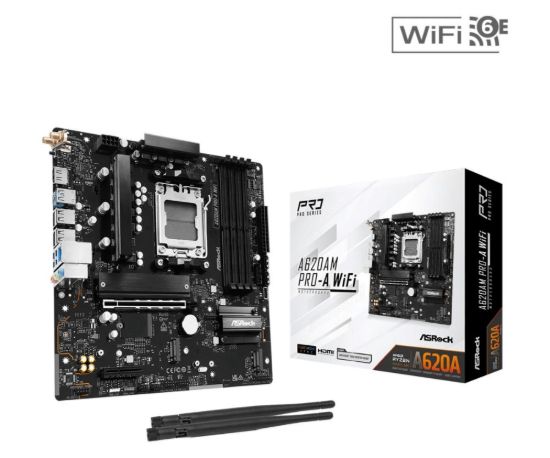 Obrázek ASRock MB Sc AM5 A620AM PRO-A WIFI, AMD A620A, 4xDDR5, 1xHDMI, WIFI