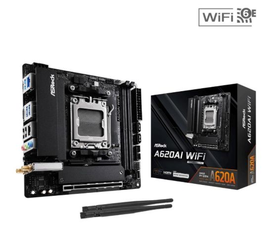 Obrázek ASRock MB Sc AM5 A620AI WIFI  AMD A620A, 2xDDR5, 1xHDMI, WIFI