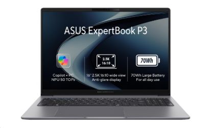 Obrázek ASUS NTB ExpertBook PM3 (PM3606CKA-PLR516512W), AI 5 330, 16" 2560x1600, 16GB, 512GB, Radeon, W11 Home, Misty Grey