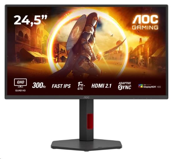 Obrázek AOC MT 24,5" Q25G4SR - 2560x1440,IPS,300Hz,2xHDMI,1xDP,Repro,Pivot