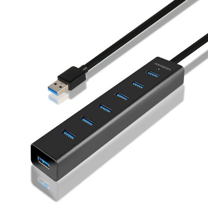 Obrázek AXAGON HUE- SA7BP, 7x USB 3.0 ALU CHARGING hub, vč. AC adaptéru, kabel USB- A 40cm