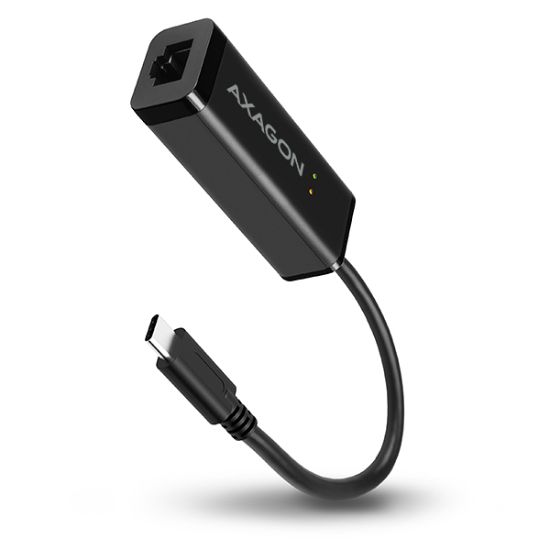 Obrázek AXAGON ADE-SRC, USB-C 3.2 Gen 1 - Gigabit Ethernet síťová karta, auto instal, černá