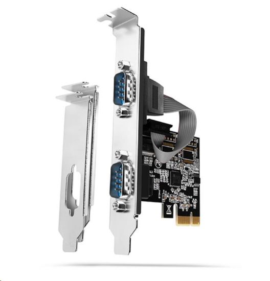 Obrázek AXAGON PCEA-S2N, PCIe řadič - 2x sériový port (RS232) 250 kbps, vč. LP
