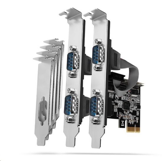Obrázek AXAGON PCEA-S4N, PCIe řadič - 4x sériový port (RS232) 250 kbps, vč. LP