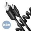 Obrázek AXAGON BUCM- AM10 TB, TWISTER kabel USB- C <- > USB- A, 0.6m, USB 2.0, 3A, ALU, tpe, černý