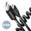 Obrázek AXAGON BUCM-AM10TB, TWISTER kabel USB-C <-> USB-A, 0.6m, USB 2.0, 3A, ALU, tpe, černý
