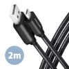 Obrázek AXAGON BUMM- AM20AB, HQ kabel Micro USB <- > USB- A, 2m, USB 2.0, 2.4A, ALU, oplet, černý
