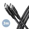 Obrázek AXAGON BUCM- CM30AB, HQ kabel USB- C <- > USB- C, 3m, USB 2.0, PD 60 W 3A, ALU, oplet, černý