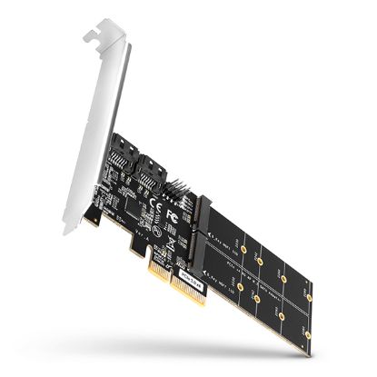 Obrázek AXAGON PCES- SA4M2, PCIe řadič - 2x interní SATA 6G port + 2x SATA M.2 slot, ASM1164, SP & LP
