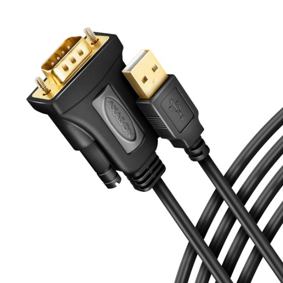 Obrázek AXAGON ADS-1PQN, USB-A 2.0 - sériový RS-232 DB9-M FTDI adaptér / kabel 1.5m