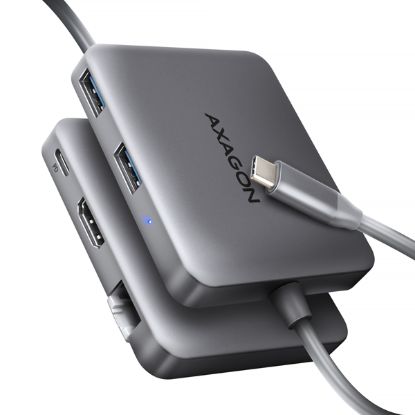 Obrázek AXAGON HMC- 5HL USB 5Gbps hub, 2x USB- A, HDMI 4k/ 60Hz, RJ- 45 GLAN, PD 100W, kabel USB- C 20cm