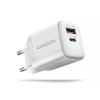 Obrázek AXAGON ACU- PQ20 W, nabíječka do sítě 20 W, 2x port (USB- A + USB- C), PD3.0/ PPS/ QC4+/ AFC/ Apple, bílá
