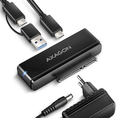 Obrázek AXAGON ADSA- FPX, USB- C 10Gbps - SATA 6G, 2.5"/ 3.5" SSD/ HDD FAST PORT X adaptér, vč. AC napáječe